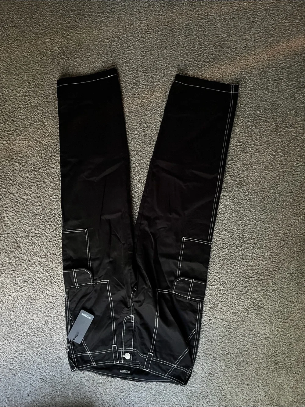 True Religion Black Cargo Pants with White Contrast Stitching